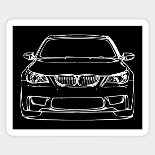 White E60 Car Sketch Art Magnet